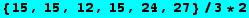 {15, 15, 12, 15, 24, 27}/3 * 2